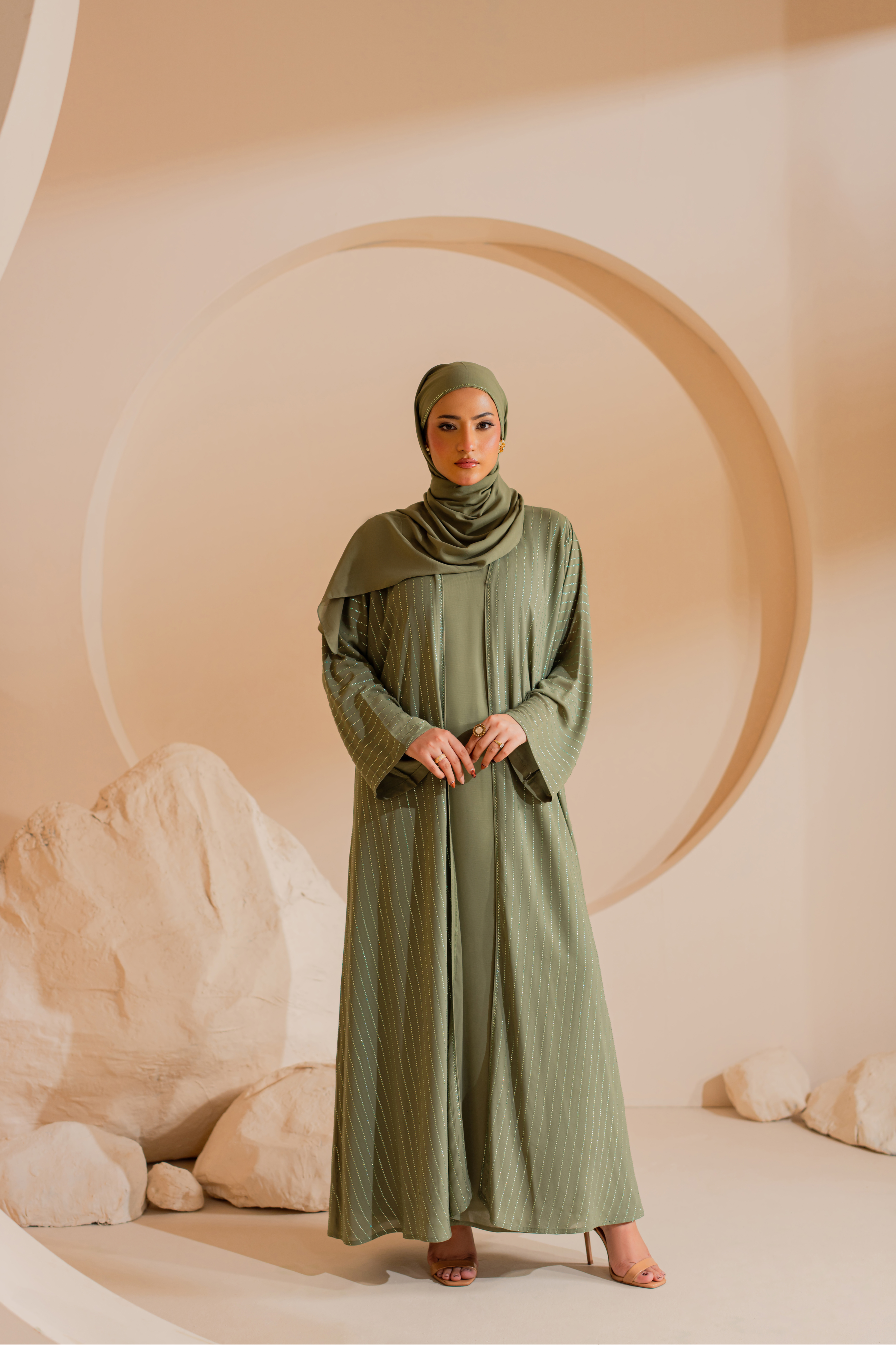 Green Diamond Studded Abaya