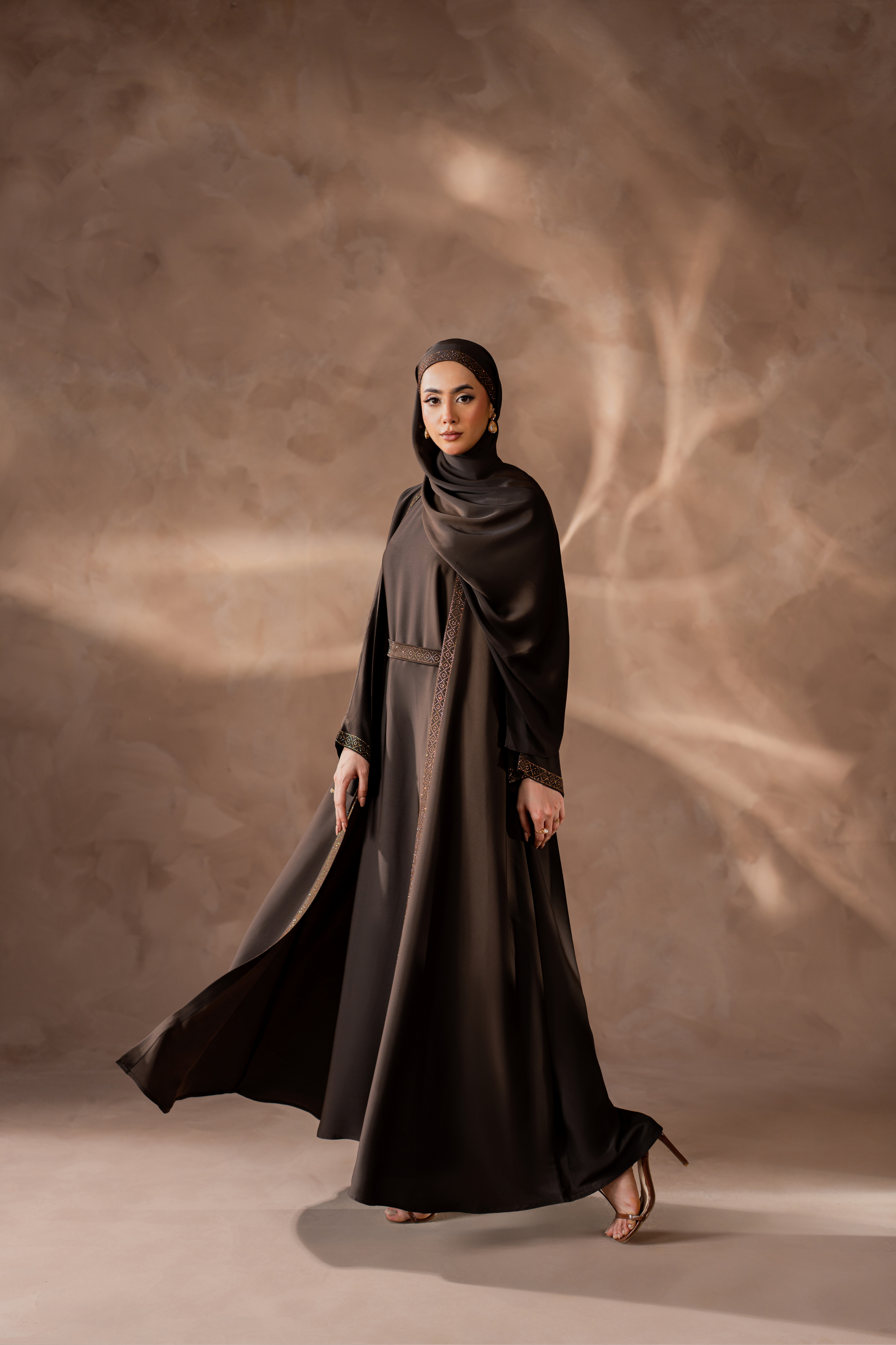 choclate brown Stone Frontal Gown