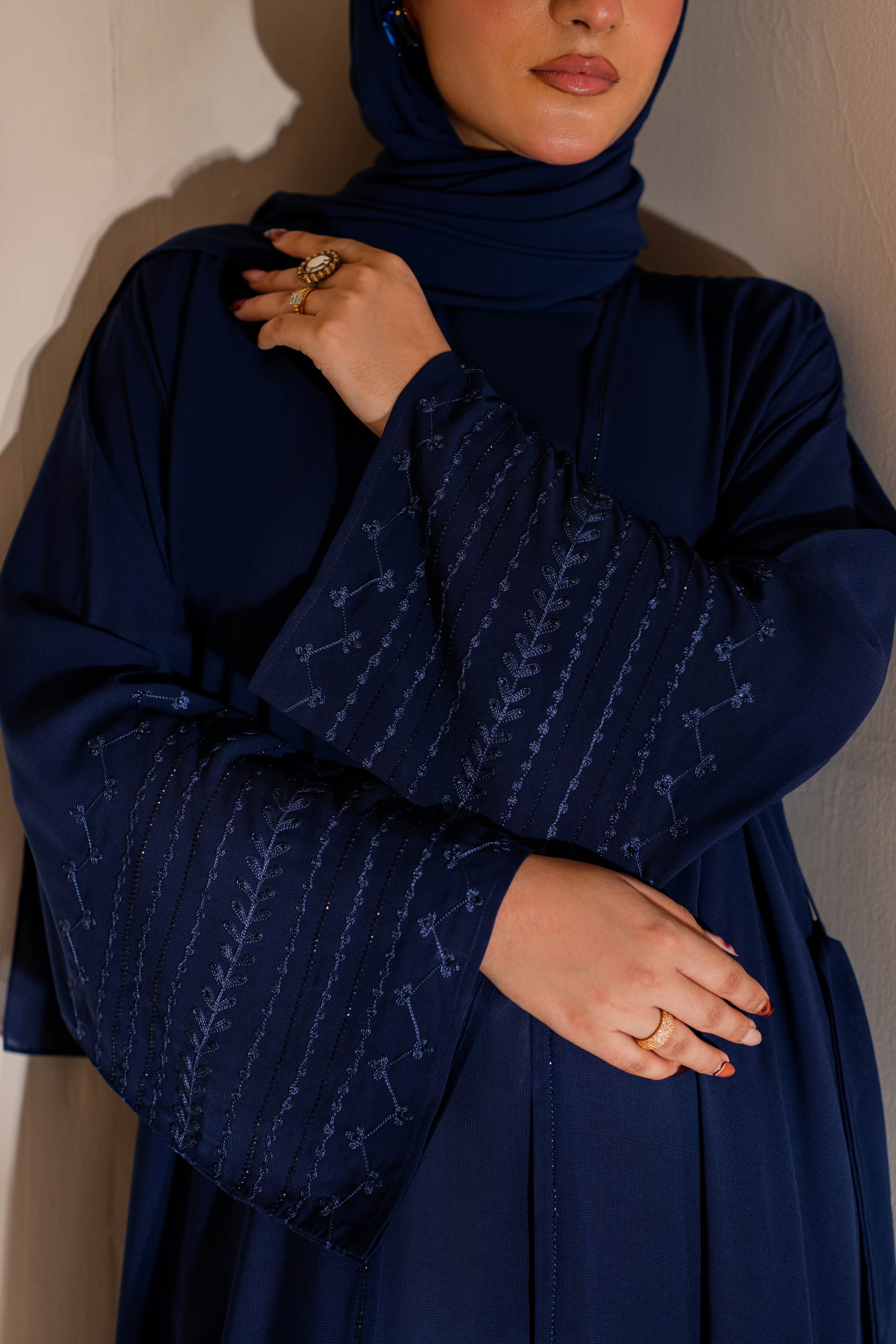 Dark Blue Unified Sleeves Abaya