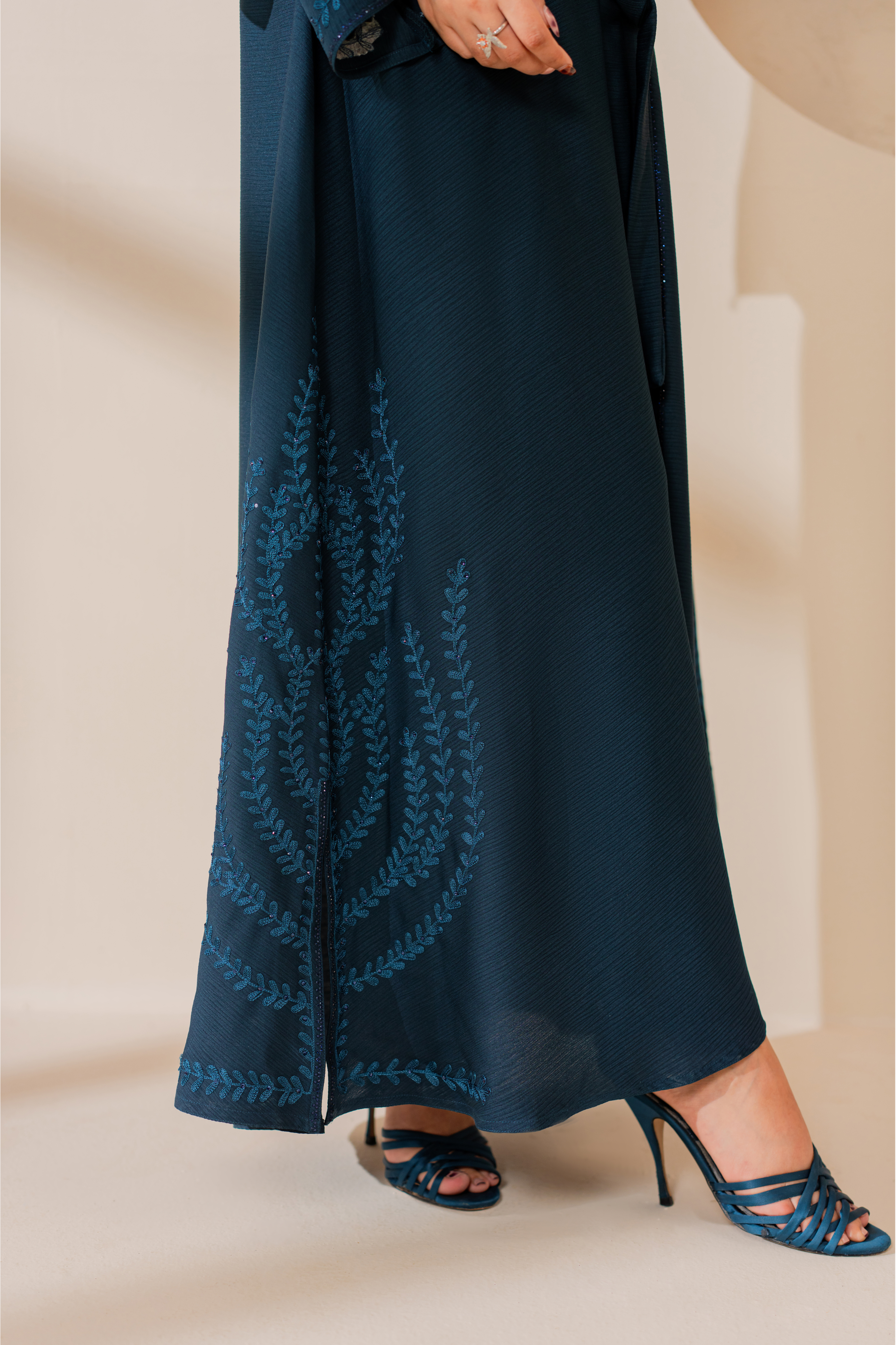 Dark Zinc Front-Open Zoom Abaya with Inner Matching Hijab