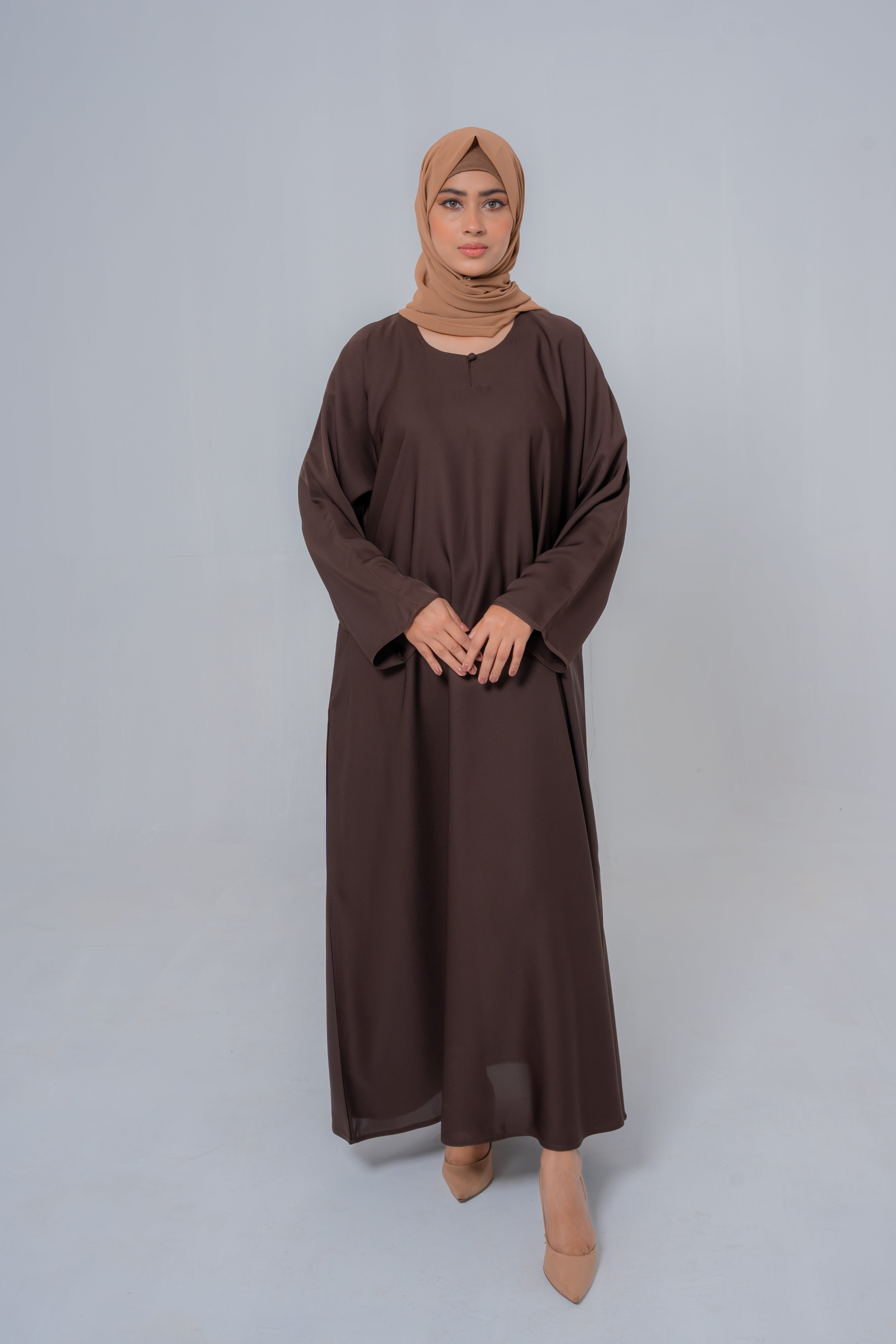 brown color simple basic abaya