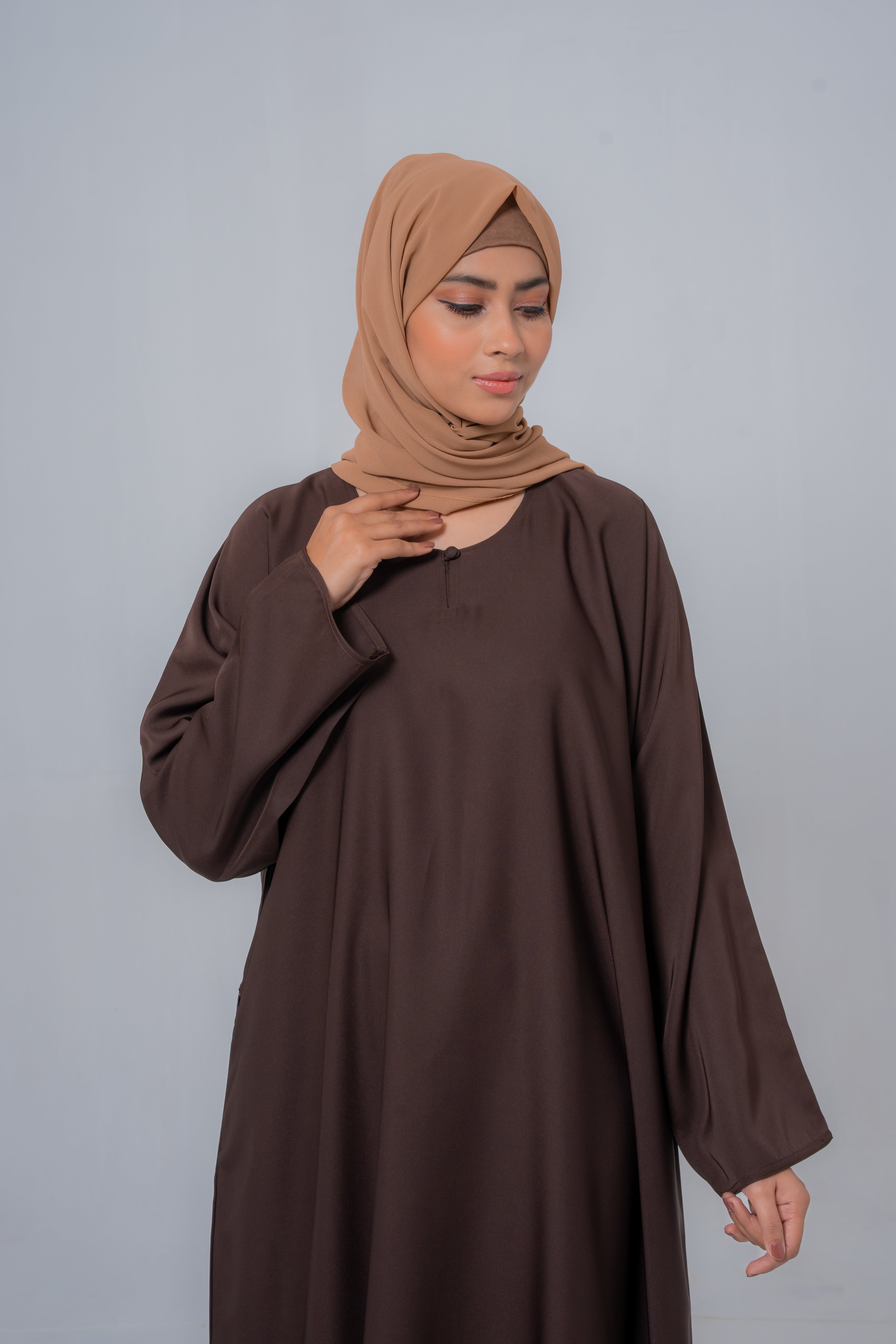 brown color simple basic abaya