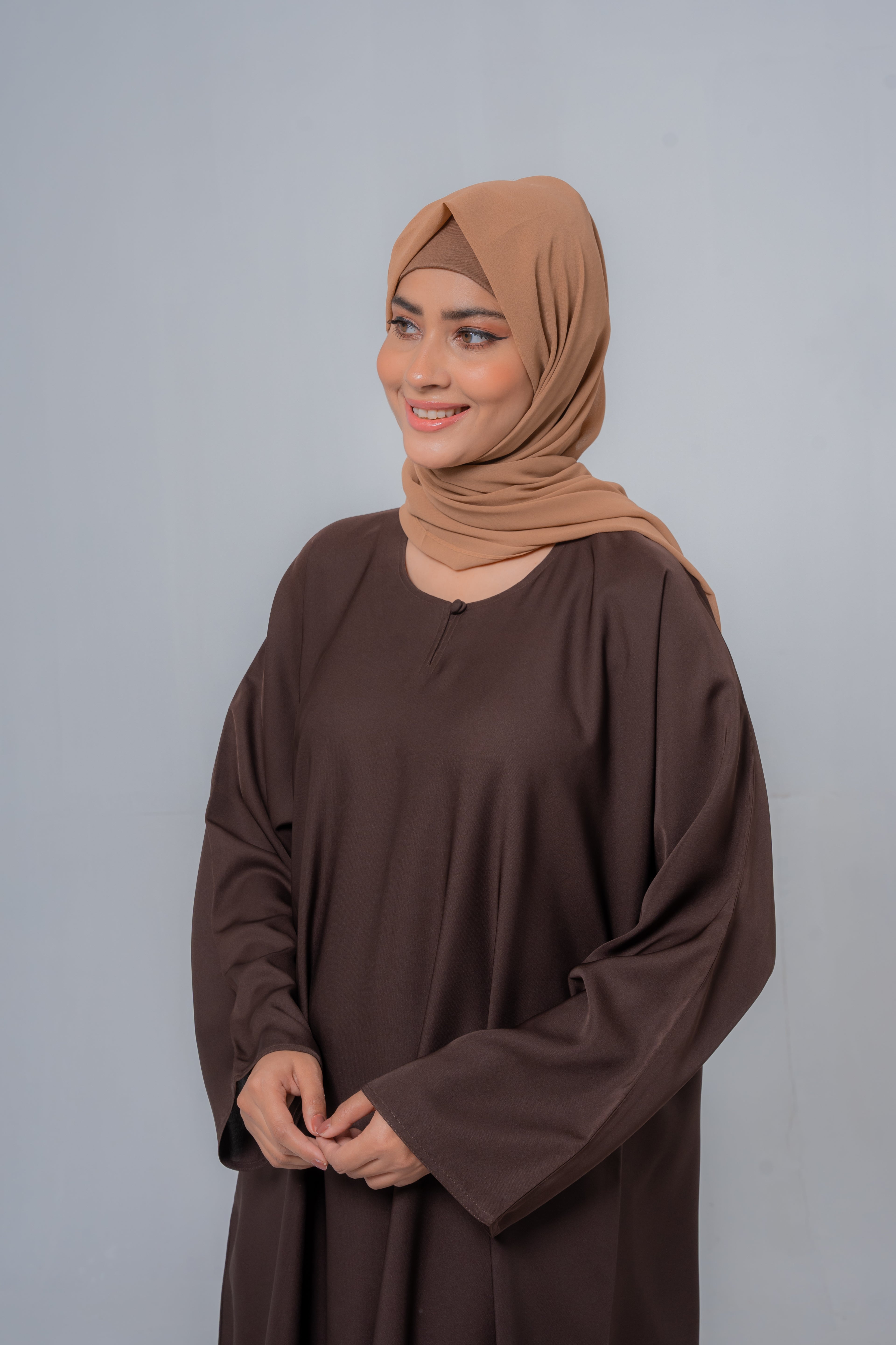 brown color simple basic abaya