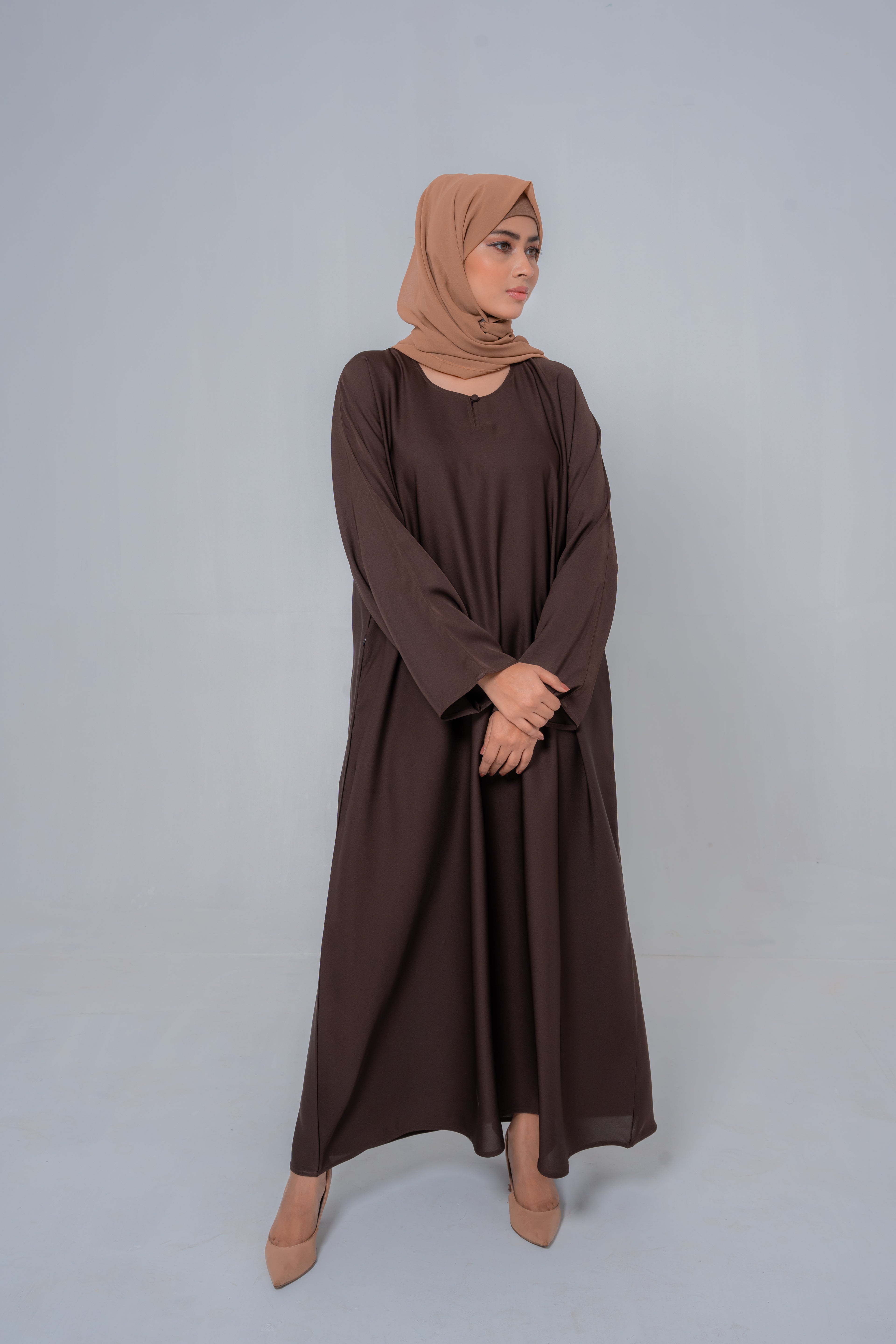 brown color simple basic abaya