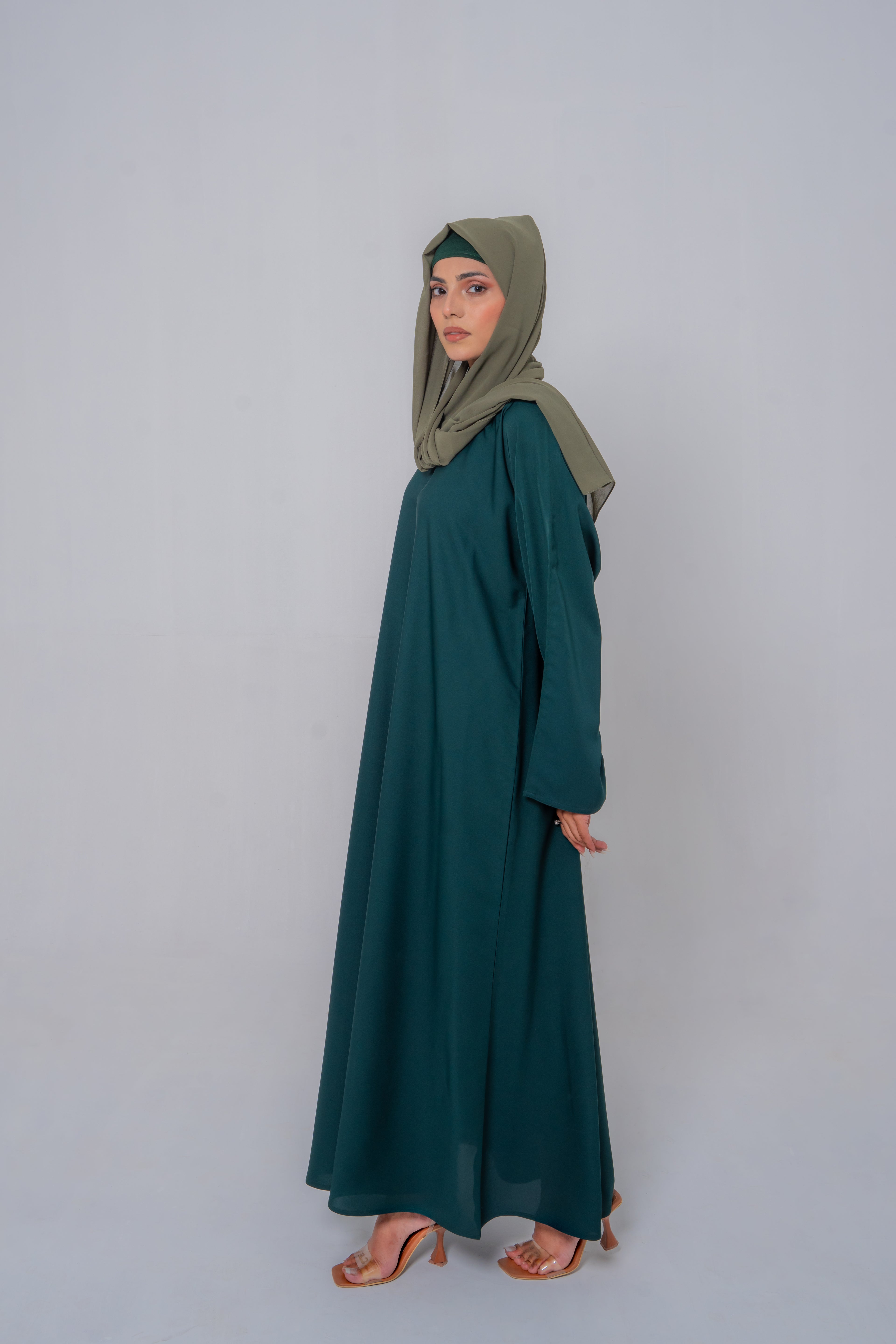 green color simple basic abaya