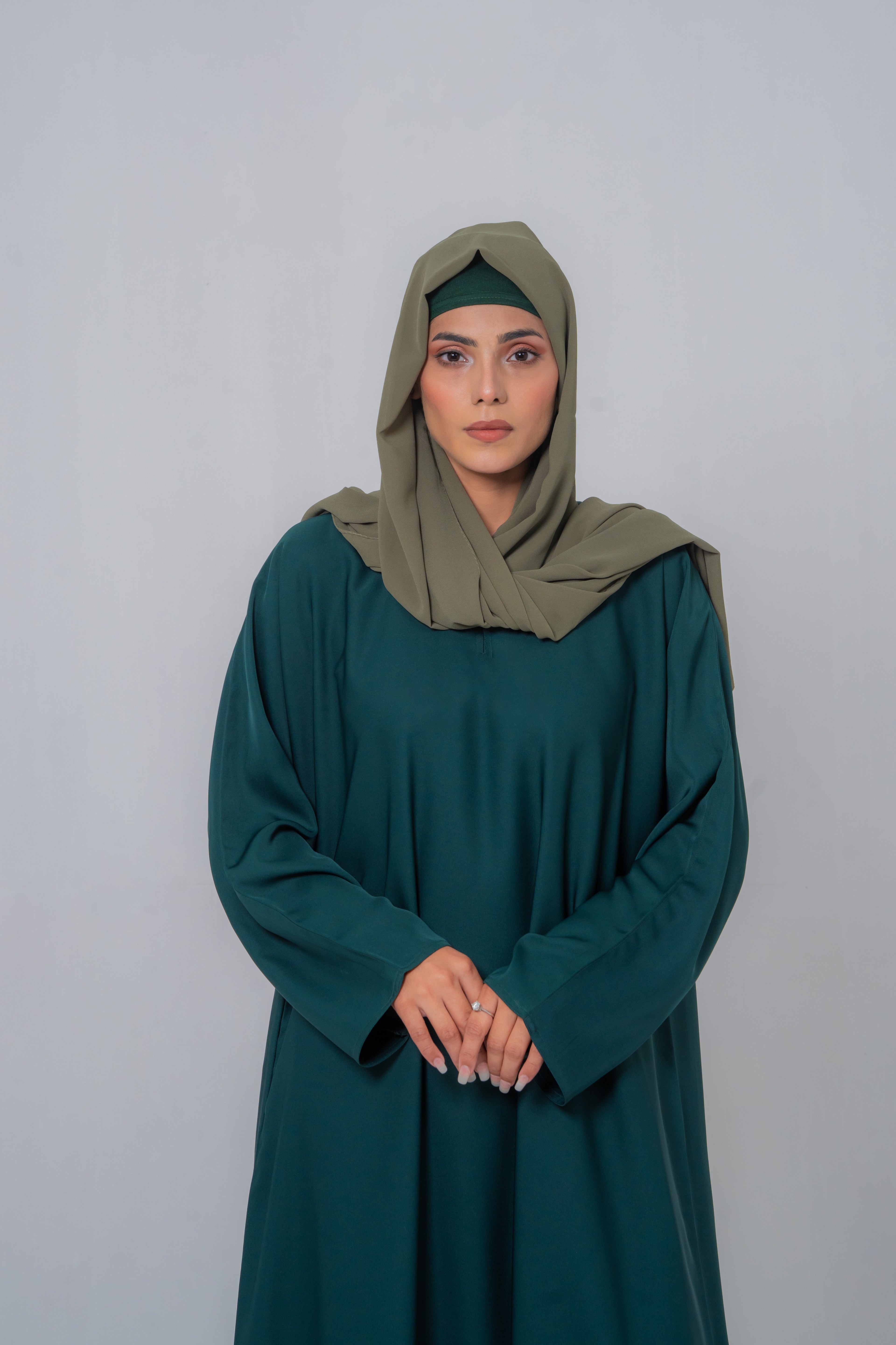 green color simple basic abaya