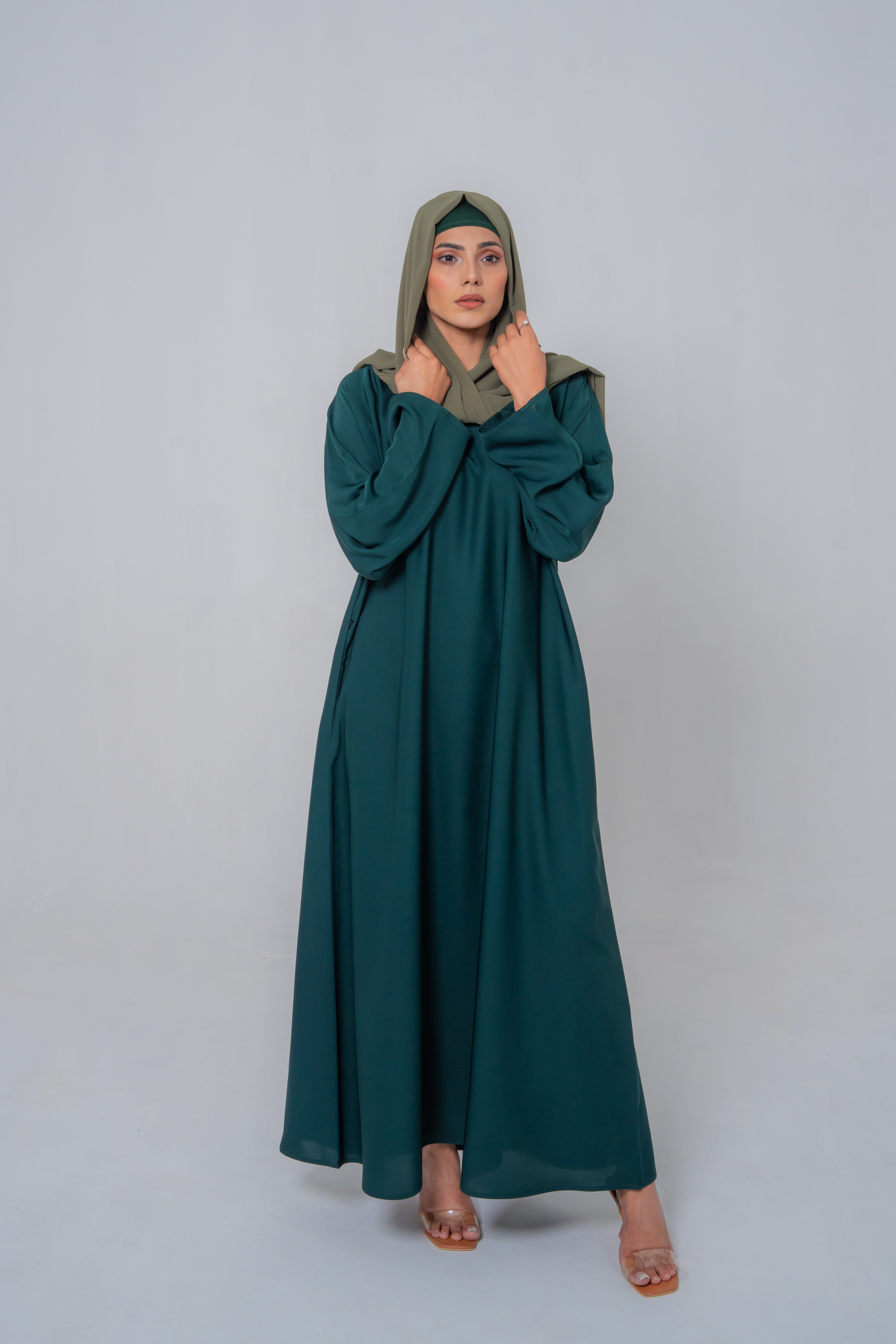 green color simple basic abaya