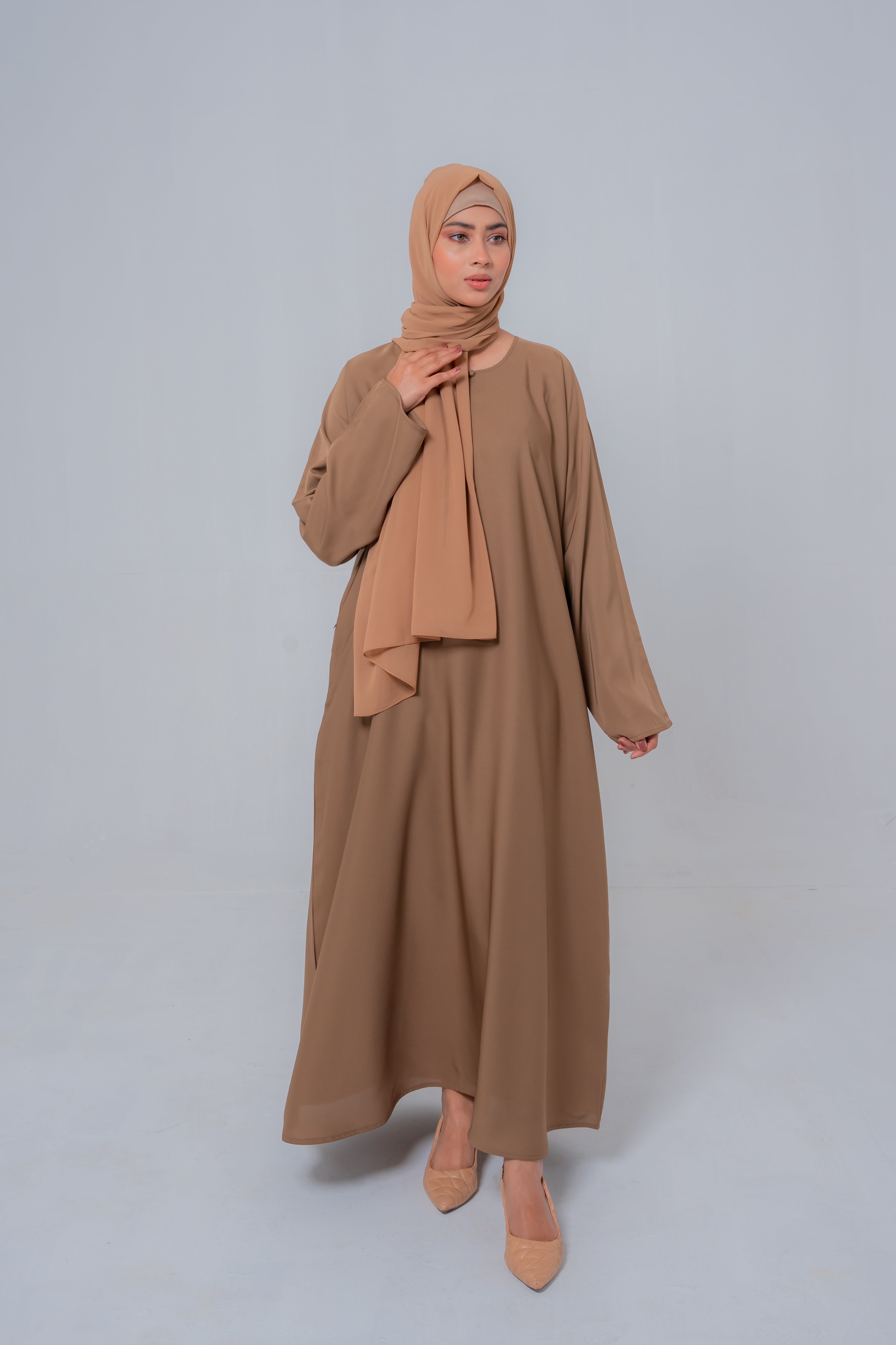 camel color Simple Basic Nida Abaya