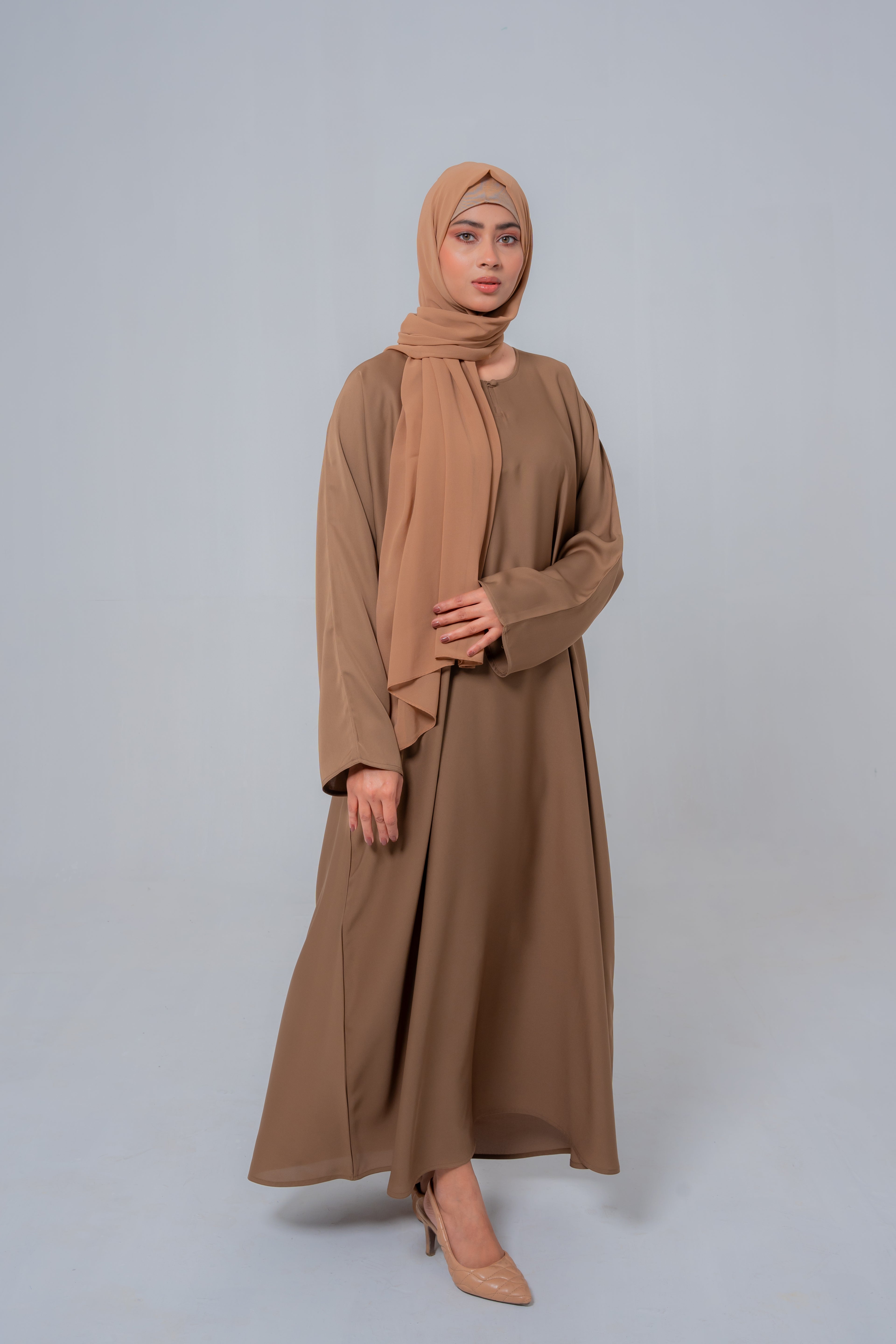 camel color Simple Basic Nida Abaya