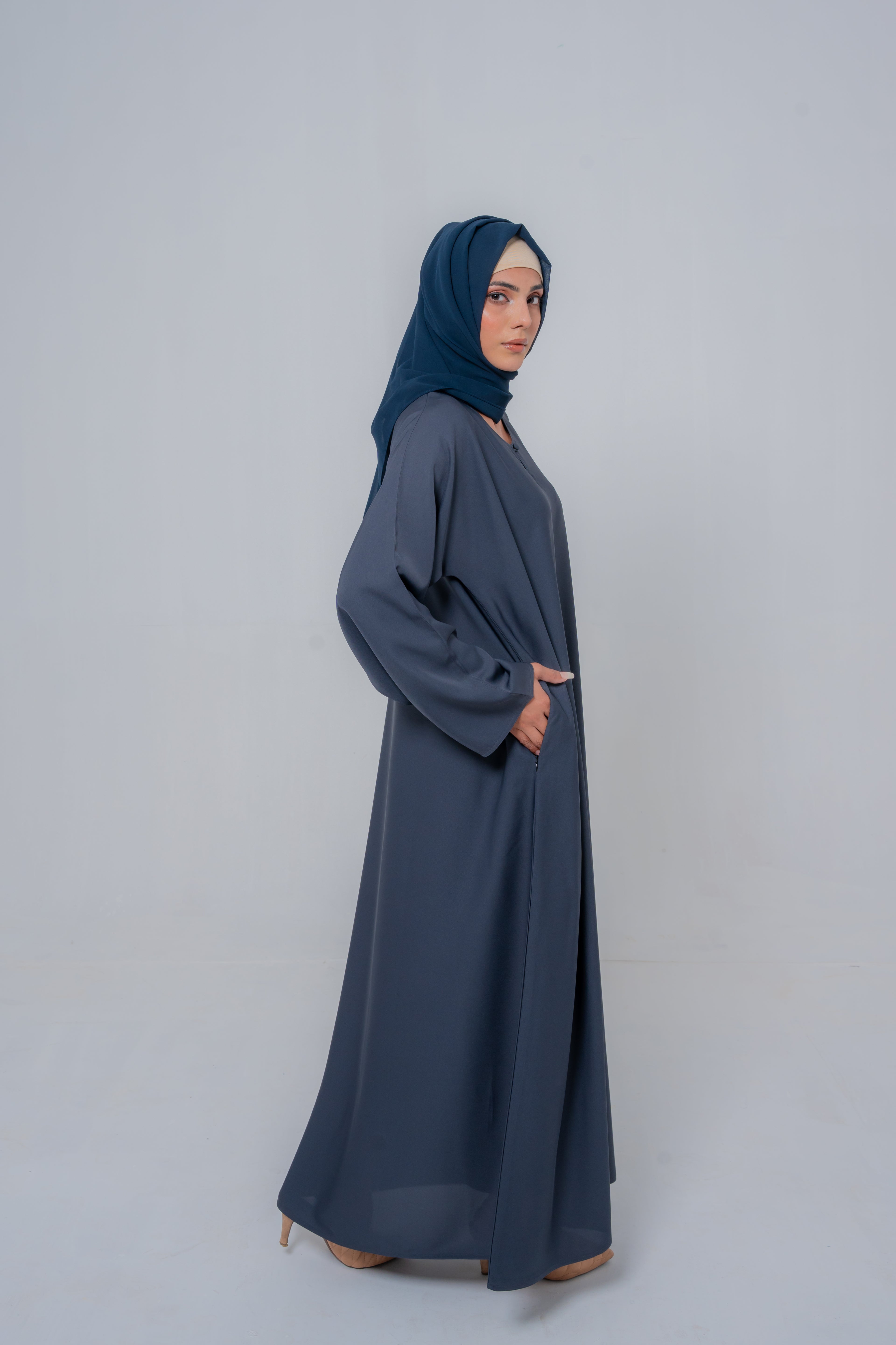 dark gray Simple Basic Nida Abaya