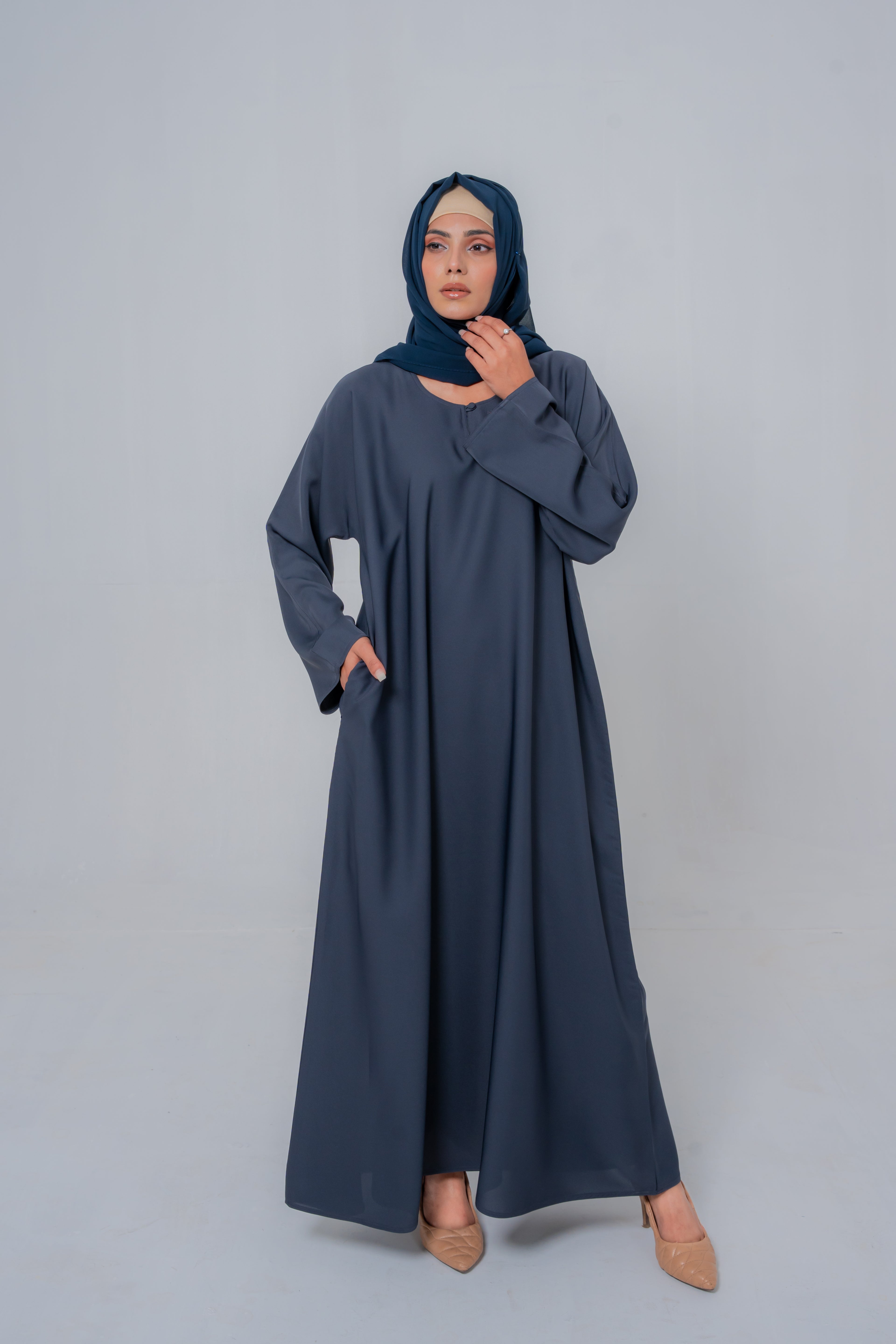 dark gray Simple Basic Nida Abaya