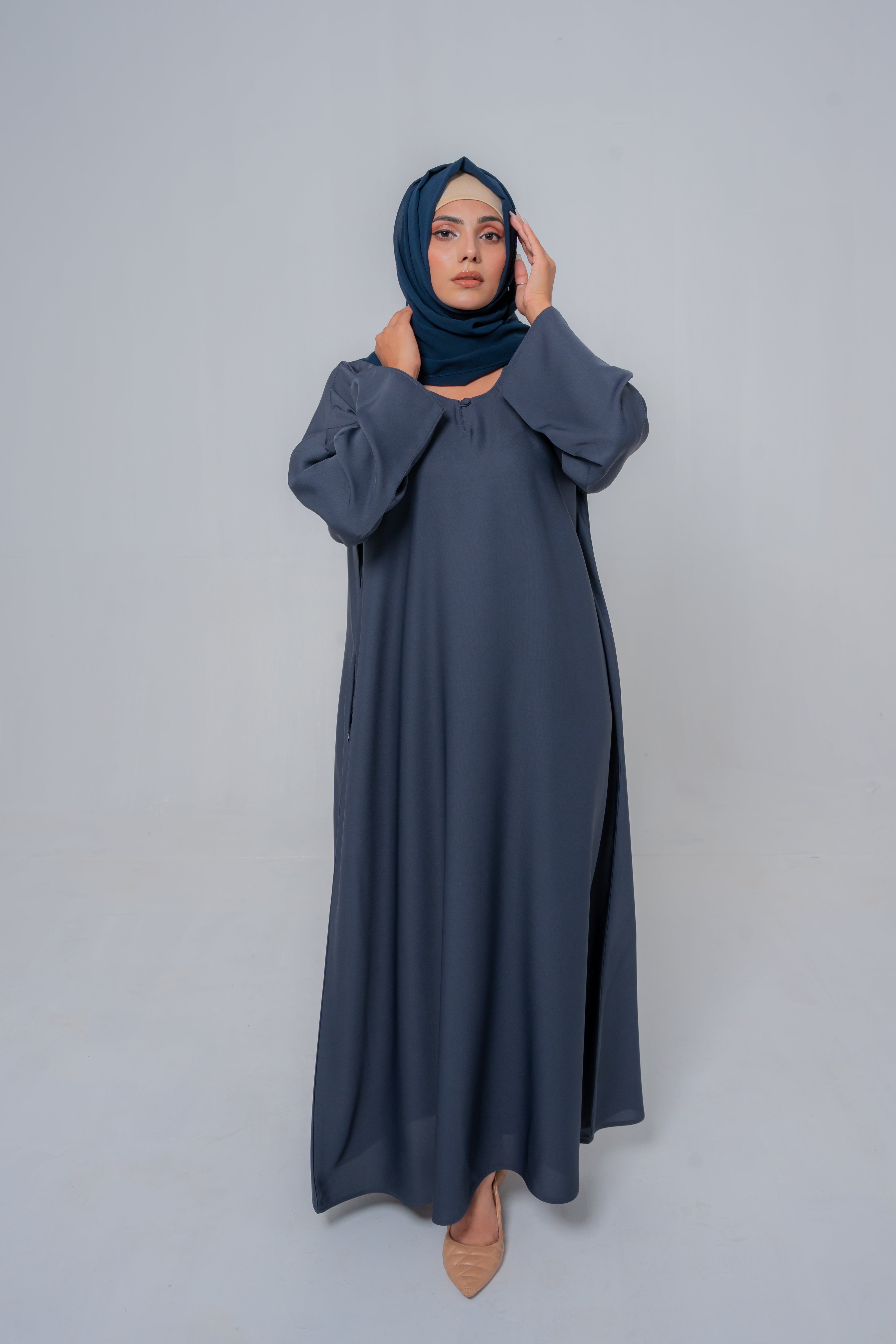 dark gray Simple Basic Nida Abaya