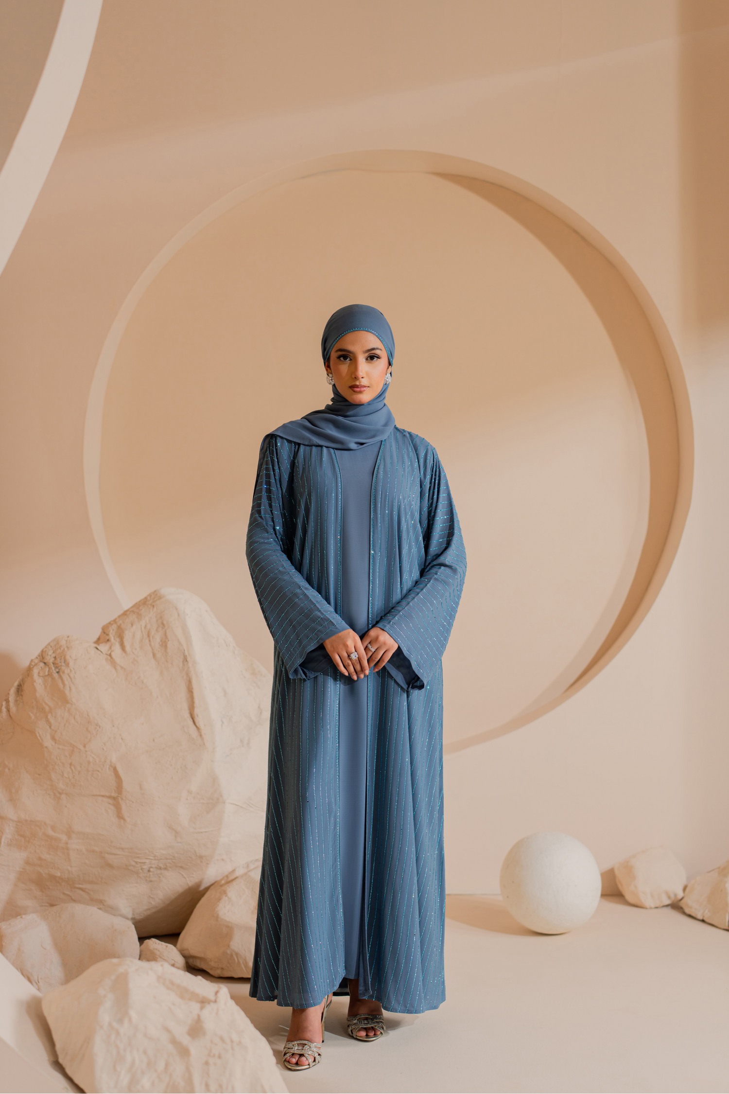 Sky blue Diamond Studded Abaya