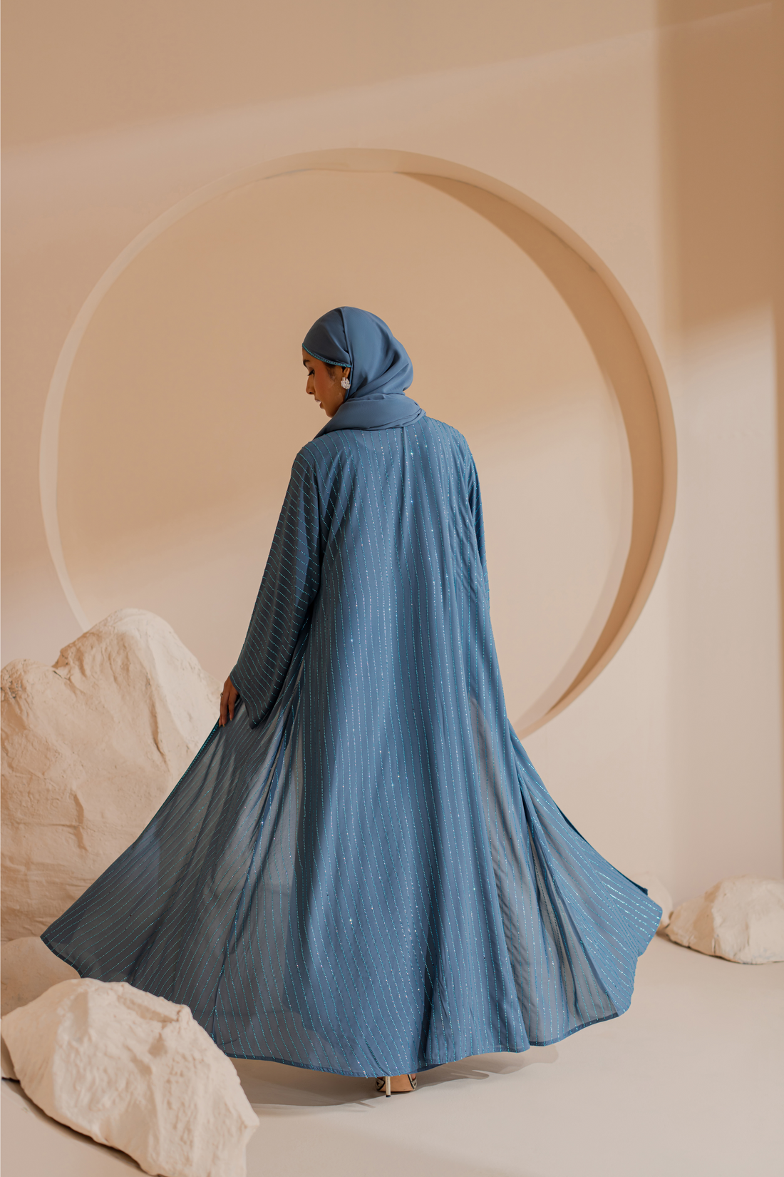Sky blue Diamond Studded Abaya