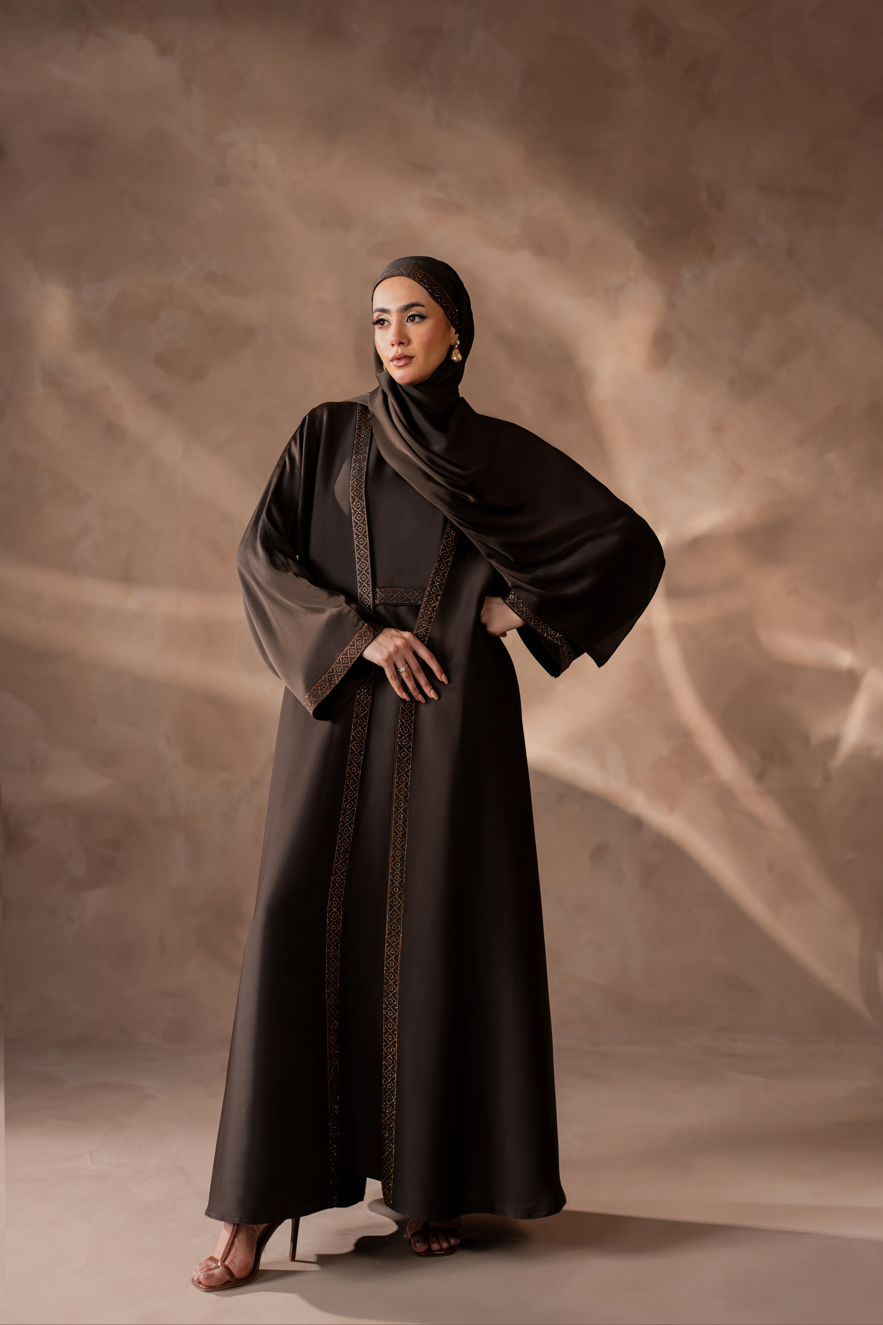 choclate brown Stone Frontal Gown