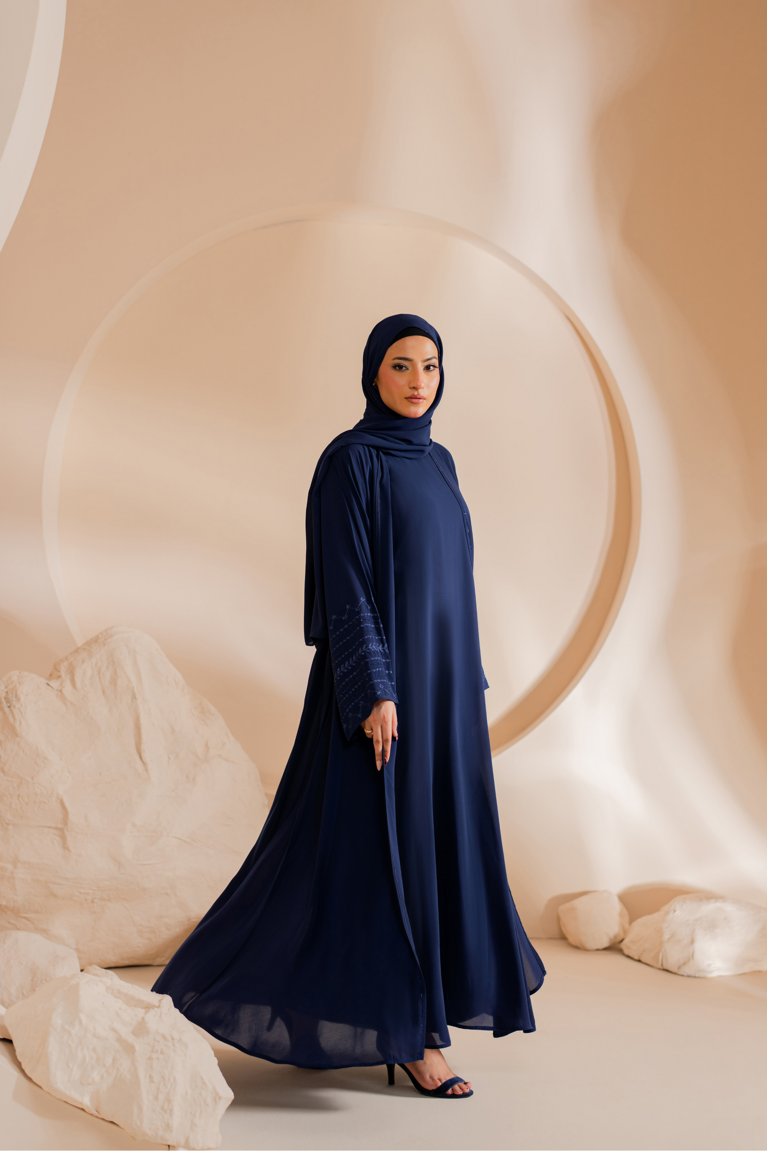 Dark Blue Unified Sleeves Abaya