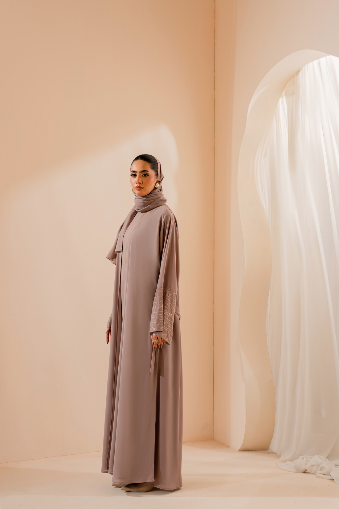 peach Unified Sleeves Abaya