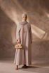 peech front open nida abaya with matching hijab